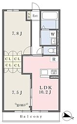 リーベ別府 2LDKの間取図画像