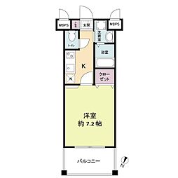 レジディア博多2 1Kの間取図画像