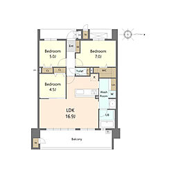 S-RESIDENCE愛宕SOUTH 3LDKの間取図画像