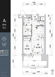 グランフォーレ博多プレミアベイサイド 1DKの間取図画像