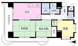 トーカンマンション高炉台公園 2DKの間取図画像