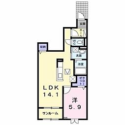 コルテ 1階1LDKの間取り