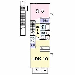 ジャン・アヴニールD 1LDKの間取図画像