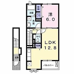 カーサ中畑 1LDKの間取図画像