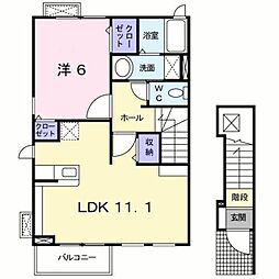 サンリッチ 1LDKの間取図画像