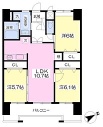 グランエスパシオ浅野 3LDKの間取図画像