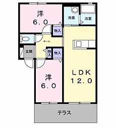 ヴィラ響B 2LDKの間取図画像
