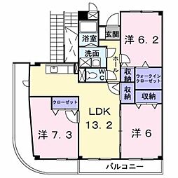 ユーアイマンション・赤坂 3LDKの間取図画像