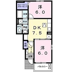 セレーノ洞海3 2DKの間取図画像
