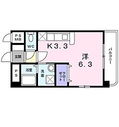 グランシャリオ東鳴水 ワンルームの間取図画像