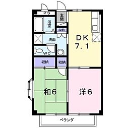 ファミール星ヶ丘 2DKの間取図画像