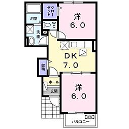 ウエストヒルズ1 2DKの間取図画像