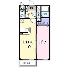 ランドコア田町 1LDKの間取図画像