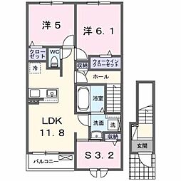 フィデール行橋C 2SLDKの間取図画像
