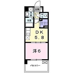 ラ・アヴェニール 1DKの間取図画像