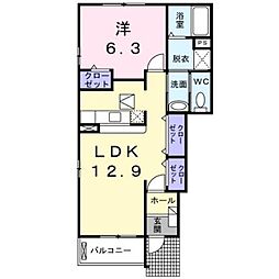 サンパティーク・メゾンA 1LDKの間取図画像