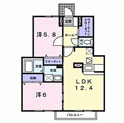 パインヒルズ 2LDKの間取図画像