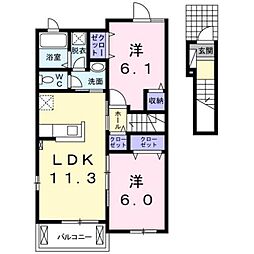 ウィステリア壱番館 2LDKの間取図画像