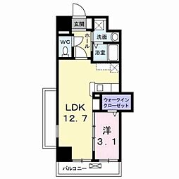 シェーナ下到津 1LDKの間取図画像
