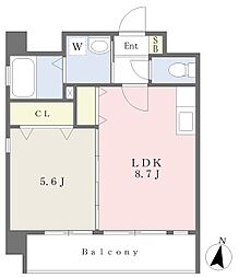 ミーナ砂津 1LDKの間取図画像
