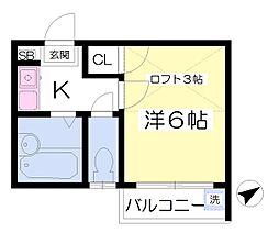 ルネス三萩野 1Kの間取図画像