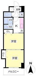 グランディ下曽根 2Kの間取図画像