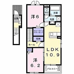 弥生桜IIA棟 2LDKの間取図画像