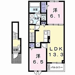 弥生桜IIA棟 2LDKの間取図画像