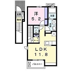 スターエイトII 2階1LDKの間取り