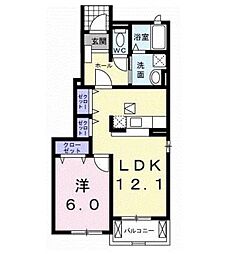 JR豊肥本線 武蔵塚駅 徒歩37分の賃貸アパート 1階1LDKの間取り