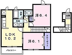 サンヒルズ城南Ｄ 2階2LDKの間取り