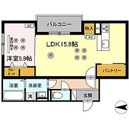 ラルゴ白山通り 2階1LDKの間取り