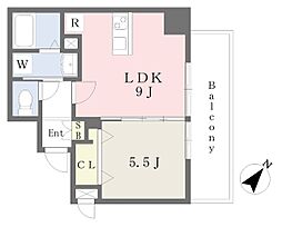 サングランデ水前寺 3階1LDKの間取り