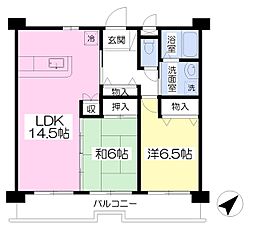 レスポワール島崎 2階2LDKの間取り