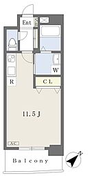 アンベリール紺屋町 9階ワンルームの間取り
