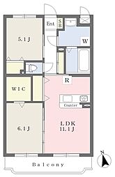 JR豊肥本線 いこいの村駅 徒歩6分の賃貸マンション 4階2LDKの間取り