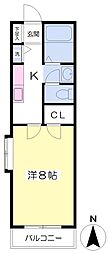 ロイヤル九品寺2 1Kの間取図画像