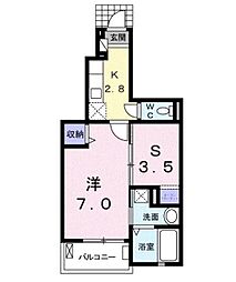 ニューエンパイヤB 1SKの間取図画像