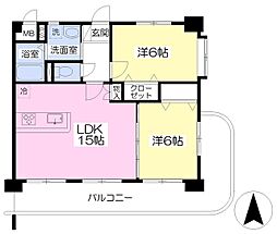 グレイスシャイン御幸 2LDKの間取図画像