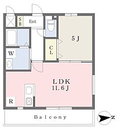 ユナイテッド八島 1LDKの間取図画像