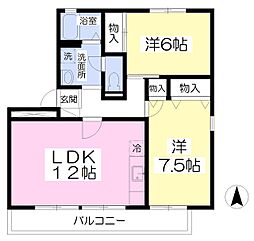グレイスソシア・NB 2LDKの間取図画像