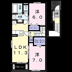 カルム3B 2LDKの間取図画像