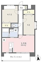エルム新町 2LDKの間取図画像
