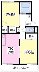 プレジール多美 2DKの間取図画像