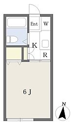 メゾン山桜 1Kの間取図画像