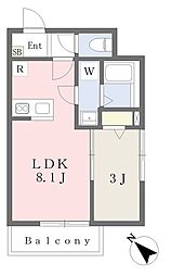 メルベーユ清瀬 1LDKの間取図画像