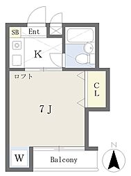 ヒューチャーハイム東久留米2 1Kの間取図画像