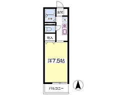 アメニティー平和台B ワンルームの間取図画像