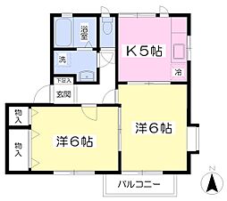 ローズメゾン 2Kの間取図画像