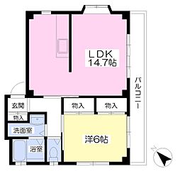 ツリートップ 1LDKの間取図画像